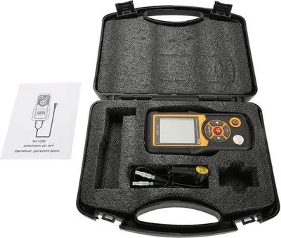 Zdjęcie produktu dla Cyfrowy ultradźwiękowy miernik grubości HT-1200, zakres pomiarowy 12–225 mm, wyświetlacz LCD z czterocyfrowym odczytem.