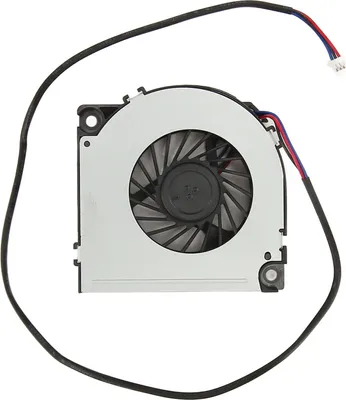 A computer fan with wires attached, isolated on a white background.