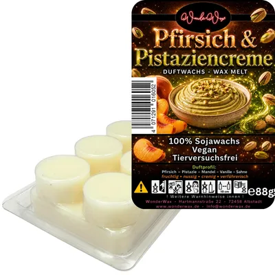 Produktbild von WonderWax Duftwachs Wax Melts für Duftlampe, 6 Kreise Duftmelt Wachsmelt Sojawachs Duftwachs Würfel für Raumdüfte, Wachs Duftöl Winter Indoor Schmelzen für Aromalampe Pfirsich Pistaziencreme