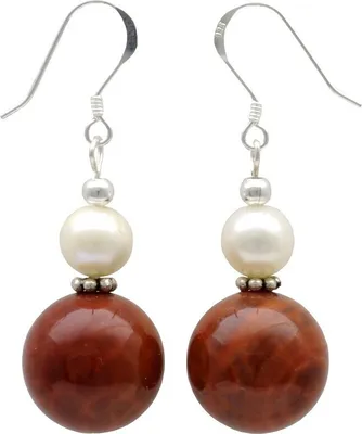 Produktbild von Ohrringe Ohrhänger Achat Feuerachat & Süßwasser Perlen 925 Silber rot orange Ohrschmuck Damen