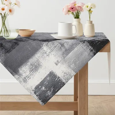 Productafbeelding van Tafelkleed, afwasbaar, vierkant, 85x85 cm, grijs, zwart, modern