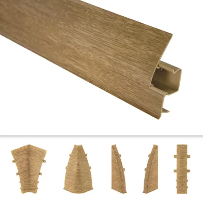 Produktbild von PVC Sockelleisten Sparpakete Fußbodenleisten 23x65mm Modern Kabelkanal