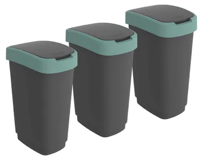 Produktbild von Rotho 3er-Set Abfalleimer 50 L Twist - Swingeimer - Mülleimer mit Swing Klappdeckel - Müllbehälter 29,8 x 40,1 x 60,2 cm - Abfallbehälter