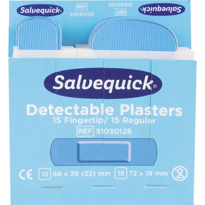 Immagine prodotto di Salvequick® 51030126 Cerotti per polpastrelli confezione di ricarica - 6x 30 pezzi, blu
