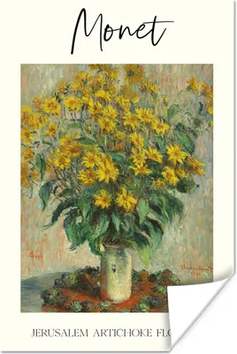 Produktbild von MuchoWow® Poster Gemälde - Monet - Topinamburblüten 80x120 cm - Papierdruck