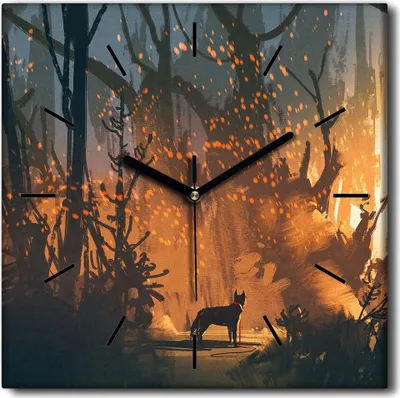 Produktbild von Coloray Uhr auf Leinwand 30x30 cm Wand Uhr Dekoration Wohnzimmer Segeltuch schwarze Hände -Hundewaldlicht