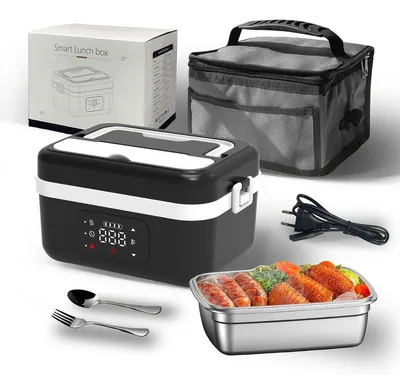 Produktbild von Elektrische Lunchbox 1L 16000mAh Akku 65–90°C Edelstahl Heizbox tragbar Auto 12V/24V Type-C für Büro Reisen Outdoor