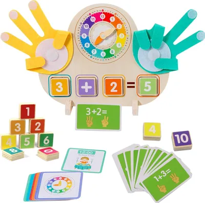 Image de Jouets éducatifs en bois - Apprendre à compter - Apprentissage pour les enfants - Compter avec les doigts - Jouets mathématiques - Jouets éducatifs