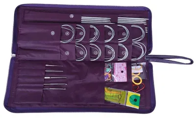 Produktbild von Rundstricknadelset, Edelstahl-Stricknadeln (lang und kurz), Häkelnadelset mit austauschbarem Zubehör, für Anfänger und Fortgeschrittene, zum Stricken von Pullovern, Socken und Mützen.