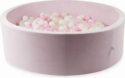 Produktbild von Trockenpool 130x40 Velvet Soft Light Pink mit 700 Bällen: weiß, hellrosa, opaleszierend