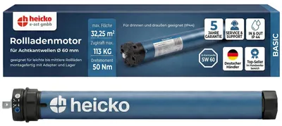 Rollladenmotor 50 Nm, Kabel, Achtkant 60 mm, 113 kg, IP44
