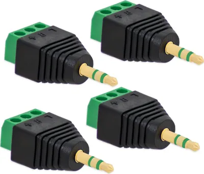 Produktbild von 4X Klinken Stecker 3,5 mm Adapter > Terminal Block 3-Pin Schraub Klemmen Vergoldet