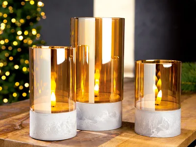 Produktbild von Glas Windlicht LED Kerze VE 6