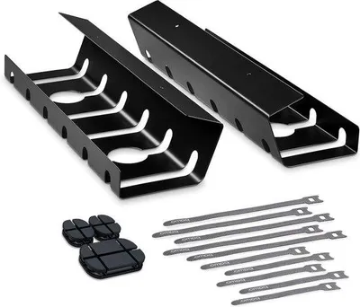 Produktbild von Famanu Kabelkanal einfache Montage - Tisch-Organizer - Klettband-Kabelbinder - Schwarz - Set von 2