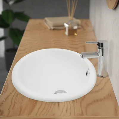 Produktbild von LuxeBath Waschbecken Aufsatzwaschbecken Oval, 49x40,5x19,5 cm, Weiß, aus Keramik