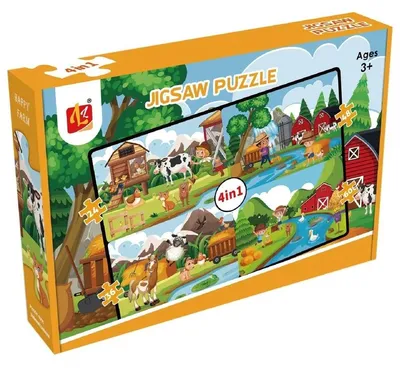 Produktbild von Kinder Puzzle Set 4-in-1 Bauernhof, verschiedene Teileanzahlen, präziser Laserschnitt