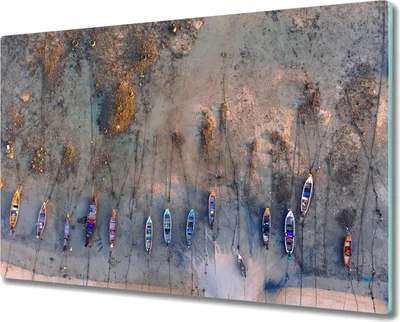 Produktbild von Coloray Hackbrett Küchenbrett Kochplattenabdeckung Schneidebrett Herdabdeckplatte 80x52 cm - Boote Küste Strand
