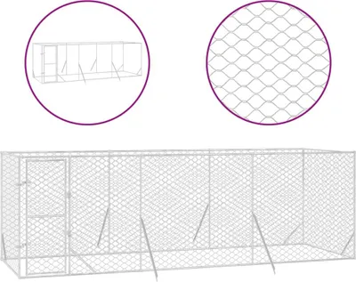 Obrázek produktu pro vidaXL Venkovní psí bouda Silver 6x2x2 m Pozinkovaná ocel