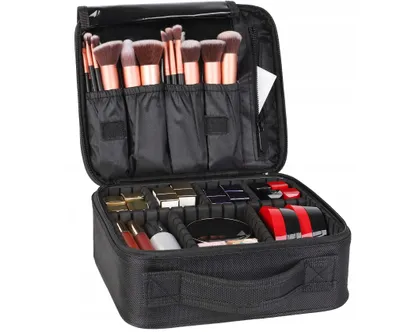 Produktbild von Kosmetikkoffer Make Up Tasche Schminkkoffer Reisebeutel Beautycase Kosmetiktasche Make-up Organizer Box Aufbewahrungsbox Schwarz