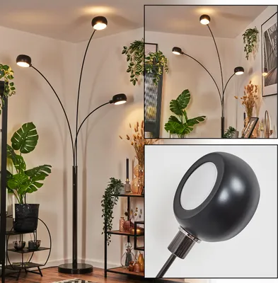 Produktbild von Suio Stehlampe aus Metall in Schwarz/Chromfarben/Weiß mit Marmorfuß