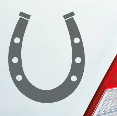 Produktbild von Auto Aufkleber Hufeisen Glück auf Pferd Pony Horse 12x10 cm Grau Sticker Heckscheibenaufkleber