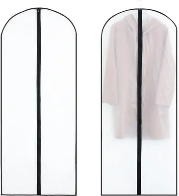 Produktbild von Wasserdichte Kleidungsbeutel, 2er Pack, transparent, mit Reißverschluss, 60x140cm