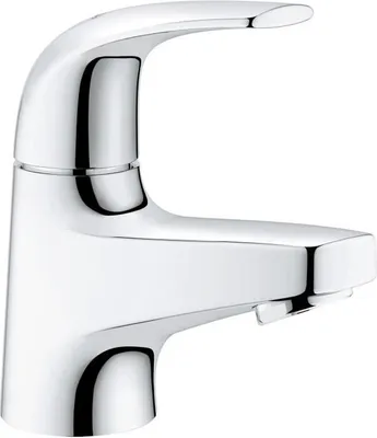 A close-up, studio shot of a chrome faucet.