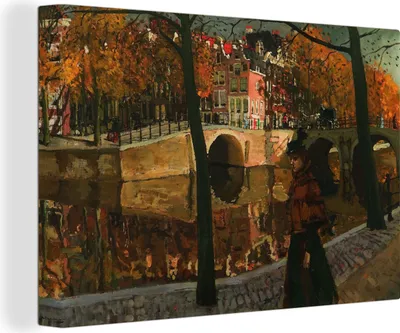 Obrázok produktu pre OneMillionCanvasses® - Obraz na plátne - 140x90 cm, Keizersgracht - Maľba George Hendrik Breitner, nástenná umelecká dekorácia - Fotografia na plátne - Maľba na plátne