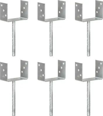 Produktbild von Möbel Pfostenträger 6 Stk. Silbern 14×6×30 cm Verzinkter Stahl - Zaunzubehör 145322