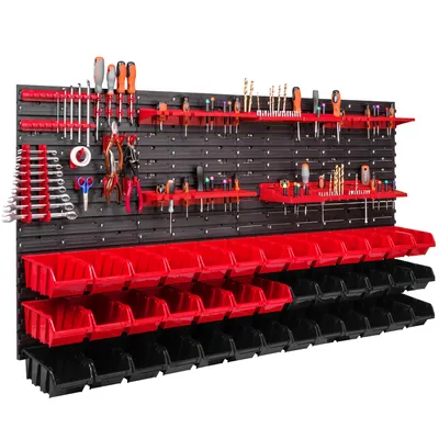 Obrázek produktu pro 39 Stohovací boxy Nástěnné regály na nářadí Dílenské regály na nářadí 156x78cm Nástěnné regály na nářadí Skladovací systém Hromadné regály Vizuální úložné boxy Extra silné nástěnné panely Regály Rozšiřitelné dílenské regály Re