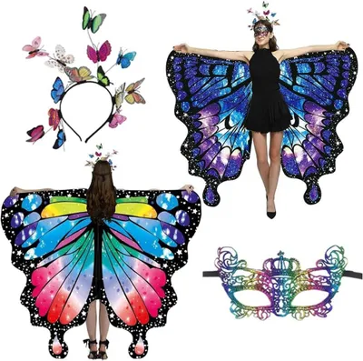 Productafbeelding van Vlindervleugels voor Dames Carnaval en Cosplay - 3-Delige Set