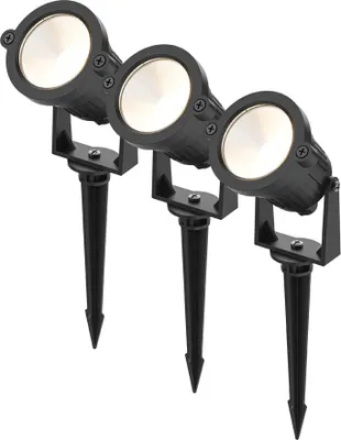 Produktbild von hoftronic LED Gartenstrahler 4,9W 425lm 3000K IP65 Schwarz 3er Set