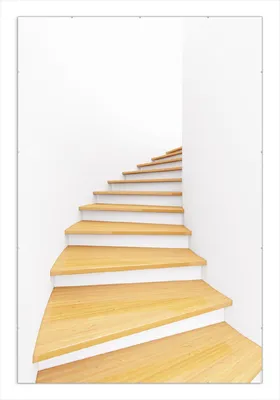 Produktbild von Wallario Wandbild Wendeltreppe aus hellem Holz, Größe: 61 x 91,5 cm, Poster mit rahmenlosen Bildhalter