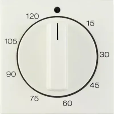 Produktbild von Hager Zentralstück m. Regulierknopf f. mech. Zeitschaltuhr S.1/B.3/B.7 weiß glänz., Selector switch, Weiß, Duroplast, IP20, 1 Stück(e)