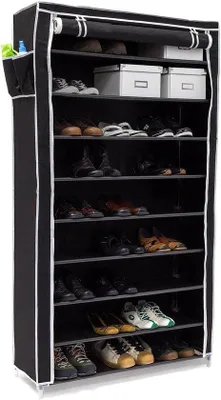 Produktbild von Famanu Schuhregal VALENTIN, 9 Etagen, Stoff, HBD: ca. 161 x 88 x 30 cm, für 45 Paar, schwarz
