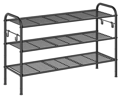 Obrázok produktu pre Polica na topánky z ocele – čierna – 28 x 85 x 53 cm – stabilná a úsporná