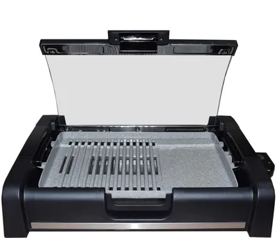 Obrázek produktu pro Elektrický gril Syntrox Germany s keramickou deskou - 2200W / 1650W, kompaktní stolní gril pro rychlé grilování se skleněnou deskou, vhodný do myčky nádobí