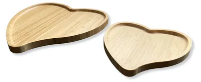 Produktbild von Set von 2 herzförmigen Holztabletts
