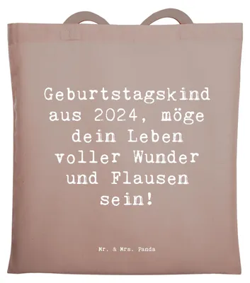 Produktbild von Mr. & Mrs. Panda Tote Bag Spruch 2024 Geburtstag - Braun Pastell - Geschenk, Geburtstagsgeschenk, besonderes Jahr feiern, Beutel, Happy Birthday, Geburtstagskind aus