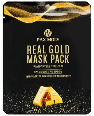 Produktbild von PaxMoly, Real Gold, feuchtigkeitsspendende Tuchmaske, fü r Gesicht, 25 ml