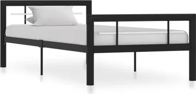 Zdjęcie produktu dla Rama łóżka, czarno-biała, metalowa, 90 x 200 cm
