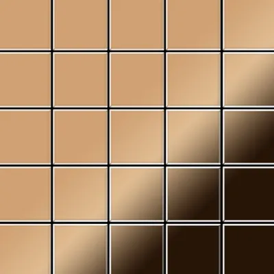 Produktbild von Mosaik Fliese massiv Metall Titan hochglänzend kupfer 1,6mm stark Century-Ti-AM