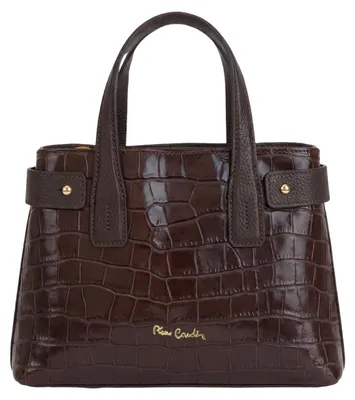 Produktbild von Pierre Cardin Handtasche Echtleder Krokoprägung Dunkelbraun Wine UNICA 27.5x20x10.5 cm BE_55099_VINO