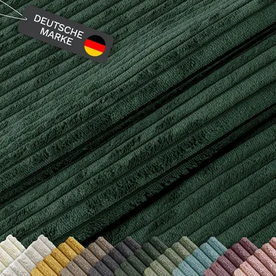 Produktbild von Lycce Cordstoff Meterware | 35.000 Scheuertouren | Tierfreundlich & kratzresistent | 1 lfm x 1,40 m breiter Polsterstoff für Möbel, Kissenbezüge und andere DIY Projekte | 360 g / m² | versch. Farben, Farbe:grün