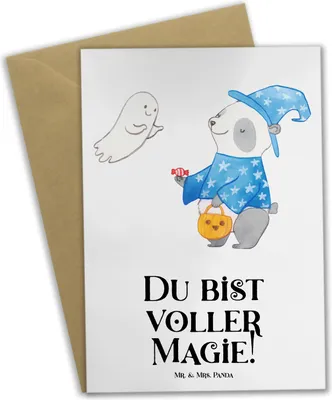 Produktbild von Mr. & Mrs. Panda babykarte Halloween Magie - Weiß - Geschenk, Halloween-Deko, Feiertag, Grußkarten, weihnachtskarten, unvergessliche Momente, Gruselparty, Grußkarte