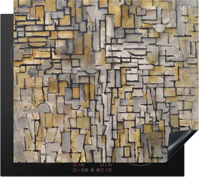 Produktbild von KitchenYeah© Herdabdeckplatte Mondrian - Kunst - Alte Meister - Tableau I , 59x52cm, Küche Deko, Glaskeramikkochfeld Herdabdeckung, Abdeckplatte fùr Kochfeld