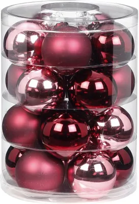 Produktbild von Weihnachtskugeln Glas 6cm, 20 Stück, Farbe:Berry Kiss ( Beere glanz / matt )