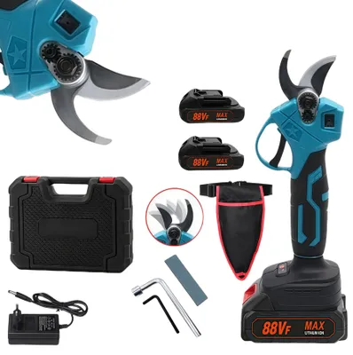 Produktbild von Akku-Gartenschere, elektrische Gartenschere, Schnittdurchmesser 0-30 mm, fortschrittliche Digitalanzeige, mit 2 Akku, 21-V-Gartenschere mit Beutel