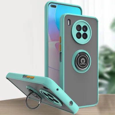 Produktbild von Huawei Nova 8i Hülle, Ring Halter Ständer Matte Transluzent TPU Rahmen Stoßfest Schutzhülle für Huawei Nova 8i Hellblau