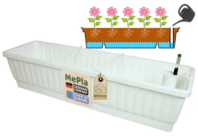 Produktbild von MePla - XXL Blumenkasten mit Bew. Venezia 60 cm weiss